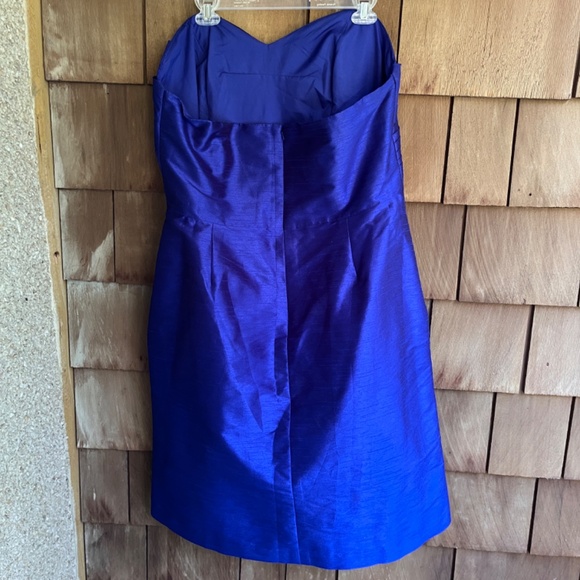 Alfred Sung Electric Blue Satin Strapless Formal Gown Dress Front Pleats Size 20 - Picture 10 of 16